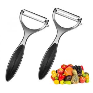 2 Pièces Éplucheur Légumes et Fruits Econome Legumes Inox Epluche Pomme de Terre Droite/Dentelée Eplucheuse Pomme avec Poignée