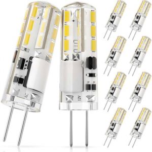G4 LED Ampoule AC/DC 12V Blanc froid 6000K 100LM Non-Dimmable &Eacute;conomies d&rsquo;&eacute;nergie 10 Pi&egrave;ces [Classe &eacute;nerg&eacute;tique F]