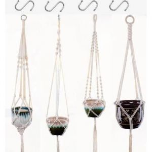 Pot de Fleur Plante Suspension en Corde Suspension Plante Macram&eacute; Porte D&eacute;coration pour Interieur et Ext&eacute;rieur Suspendue 4Pcs
