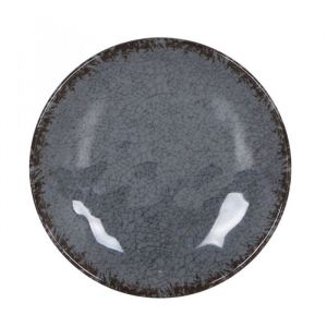 Assiettes service de Table12 Pièces AIDO 135g rondes à salade et dessert en porcelaine gris chromé - d 155 x h 25 cm