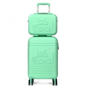 Lot valise cabine 55cm plus un vanity rigide  - Vert eau - LM10712