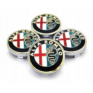 4 x Bouchon de Jante Enjoliveur 60mm ALFA ROMEO Doré Logo Caches Moyeu