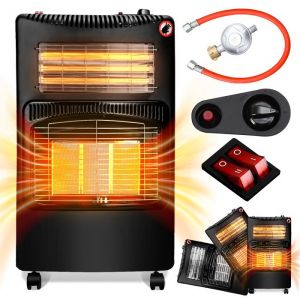 Eulenke Po&ecirc;le &agrave; gaz chauffage gaz Chauffage radiant 4.2 KW butane ou propane jusqu&agrave; 15 kg Gaz+&Eacute;lectricit&eacute; am&eacute;lior&eacute; POELE A GAZ