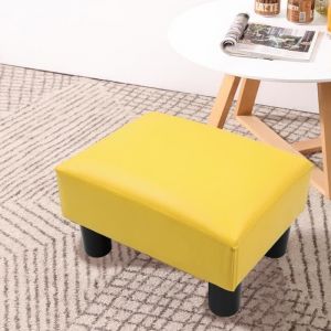 KKTONER Pouf Repose-Pieds en cuir PU 37x 27x23 cm Jaune