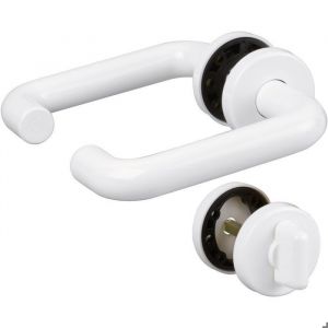 Poign&eacute;e de porte sur rosace blanc - Condamnation - Paris - Hoppe et cie