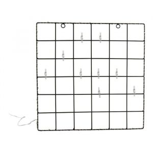 Cadre Photo Pêle-Mêle Lumineux 40 Leds à Pinces Grille Métal Noir