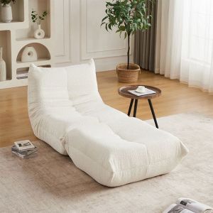 Canap&eacute; Togo 2 Places Chenille avec Repose-Pieds Fauteuil Sol Lounge sans Accoudoirs Mousse M&eacute;moire &ndash; Confort Nuageux Vert Kaki