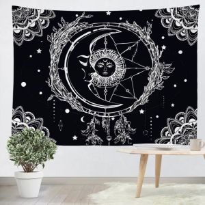 Tapisserie murale - MOUTON MAISON DECO - Soleil et lune mandala - 200x150cm - Polyester - Impression numérique