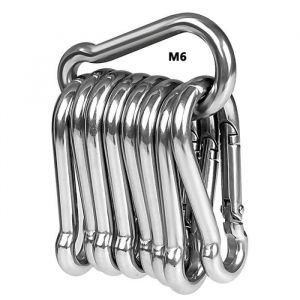 Lot de 10 Mousquetons en acier inox 304 Résistant Mousqueton Inox 60 mm x 6 mm de qualité supérieure avec fermoir à cliquet