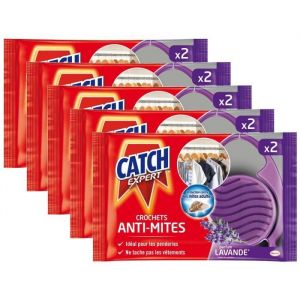 CATCH Lot de 5 Anti-Mites Lavande Crochets x2 - TP18