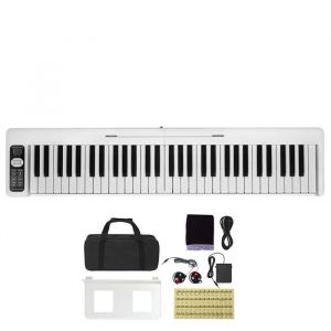 Piano Clavier Pliable-Duoku-61 Touches-Bluetooth et MIDI un Piano Numérique Électronique Portable Pliable-Blanc