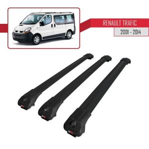 Compatible avec Renault Trafic 2 (X83) 2001-2014 ACE-1 Barres de Toit Railing Porte-Bagages de Voiture (Noir) 3 Barres