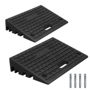 Yaskilosiu Rampe de chargement 2 pi&egrave;ces avec poign&eacute;es Curb Ramp&eacute; Rampion de trottoir en caoutchouc portable RAMPE POUR CHARGEMENT