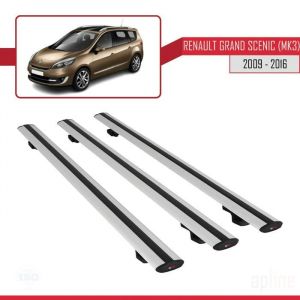 Barres de toit - Renault - Grand Scenic Mk3 - BASIC Mod&egrave;le - Aluminium - 3 pi&egrave;ces - Gris