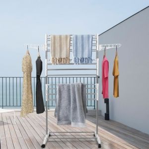 GRUS S&eacute;choir &agrave; linge inox Etendoir pliable en acier inoxydable Capacit&eacute; de charge : 30 kg 75 x 44 x 158 cm