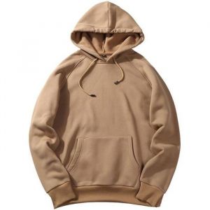 Pulls &agrave; capuche homme en coton INSFITY - Couleur unie marron - Grande taille - Col capuche
