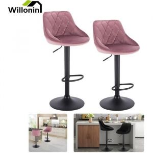 Willonin&reg; Lot de 2 Tabouret de bar pour salle &agrave; manger Rose Assise 35x37cm Chaise doux scandinave