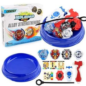 Combat Gyroscope Toupie Gyro 4 Toupie de Combat avec 2 Lanceur Burst Turbo et Arène pour Enfants Cadeaux Classiques pour Enfant