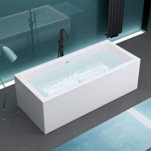 Mai & Mai Baignoire îlot acrylique blanc rectangulaire 180x80x58cm avec trop plein V509OA