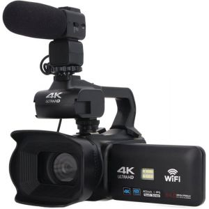 Caméscope Caméra Vidéo 4K Ultra HdZoom Numérique 18X 3.0In Ips Écran Tactile Wifi 2.4G Vlogging Enregistreur VidéoAvec Microphon