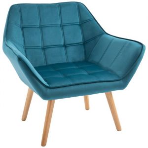 Plaque épaissieFauteuil individuel Fauteuil relax à oreilles velours pieds surélevés polyester velouté scandinave bleu clair
