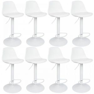 Tabourets de Bar Lot de 8  - MIPAN - Chaises de bar avec Repose - R&eacute;glable en Hauteur - Pieds pivotant 360&deg; -  Blanc