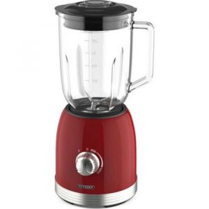 SCHNEIDER - SCBL15R - Blender vintage - 1.5L - Bol en verre - Variateur de vitesse - 6 lames - 800W - Rouge