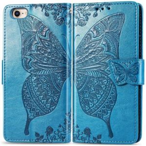 Apple iPhone Se (2020) Coque Papillon Fleur PU Cuir Magnétique Flip Portefeuille Support Porte-Carte Protecteur Coque Housse Étui
