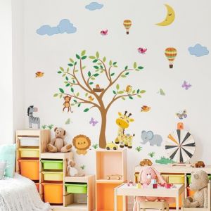 For&ecirc;t animal grand arbre salon chambre chambre denfants maternelle d&eacute;coration dessin anim&eacute; sticker mural autocollant mural