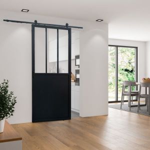 Schulte porte coulissante en verre 77x206cm porte coulissante intérieure porte vitrée porte verrière décor industriel noir