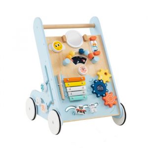 GOPLUS Trotteur pour Bébé en Bois Chariot de Marche Montessori  Trotteur Premier Pas pour Garçons et Filles de 1+ Ans Bleu
