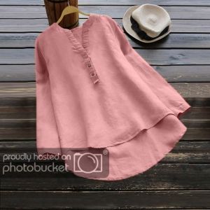 Femmes &Agrave; Manches Longues R&eacute;tro Bouton En Vrac Hauts Casual Hauts Chemisier Mini Chemisier Shirt