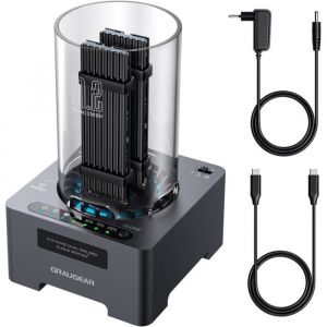Station de clonage SSD - M.2 NVMe - USB3.2 Gen2x2 - 20 Gbps - Refroidissement actif - Clonage facile