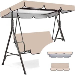 Toit de Rechange Imperméable pour Balancelle de Jardin 3 PlacesToit Balancelle en Tissu Polyester Imperméable/Anti-UVBeige