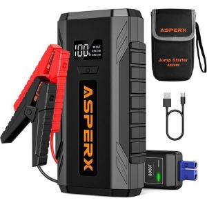 AsperX Booster Batterie Voiture 2000A Chargeur Batterie Voiture 12V Portable (Jusqu’à 80L Gaz ou 65L Gazole) Démarreur Batterie