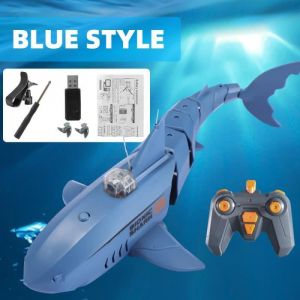 bleu-Bateau Sous-marin Radiocommandé Avec Caméra 480p Jouet Pour Enfant Télécommande Requin Animaux Robo