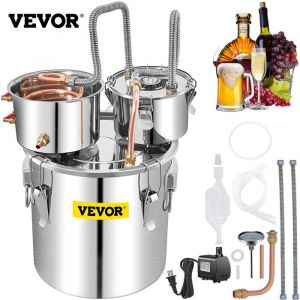 Distillateur 50 L -VEVOR-Acier Inoxydable-Refroidissement Rapide avec Pompe à Eau Fût de Condensateur pour Fermentation dEau