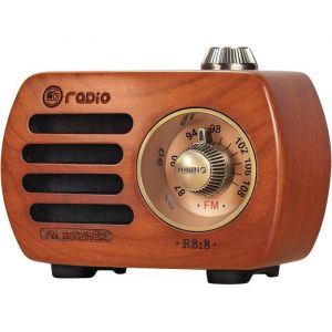 R-818 Radio Portable Rechargeable Poste Radio Vintage en Bois de Noyer 100% Support Radio FM et Prise AUX Bluetooth 5.0 Mini Radio