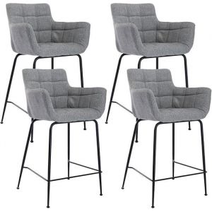 Wahson Tabouret de Bar Lot de 4 Chaise de Bar en Tissu Chaise Haute de Bar avec Repose-Pieds Tabouret de Bar pour Cuisine Gris