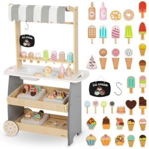 Marchande Enfant +3 ans - Mamabrum - Chariot &agrave; glaces en Bois - Accessoires inclus - Motricit&eacute; d&eacute;velopp&eacute;e