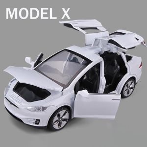 Voiture Tesla Mod&egrave;le X en alliage pour enfant - Blanc - Jouet pour gar&ccedil;on - Cadeau - Echelle 1:32