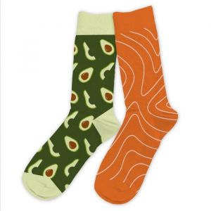 Chaussettes Humoristiques Plats et Boissons Mythiques - Avocat / Saumon