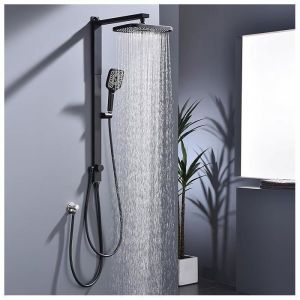 HOMELODY Syst&egrave;me de douche sans robinet  colonne de douche noir &agrave; effet pluie