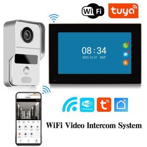 Visiophone WiFi 7 &Eacute;cran tactile Interphone vid&eacute;o 1080P Sonnette vid&eacute;o avec TUYA APP pour Syst&egrave;me de Contr&ocirc;le dAcc&egrave;s RFID