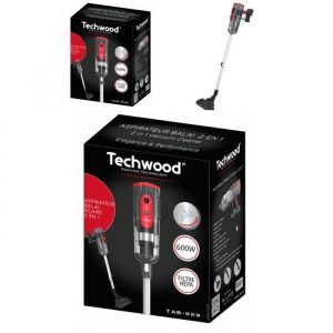 Aspirateur Balai - Techwood - ROUGE - 600W - 05L - Filtre HEPA - Filaire