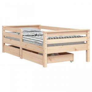 Lit dinvité simple  Cadre de lit enfant avec tiroirs 70x140 cm  bois de pin massif - 1 Place SP25056BED46972097