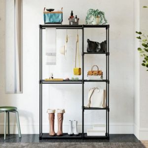 Penderie Mobile Armoire dressing noire 185 cm - Penderie et &eacute;tag&egrave;res pour rangement chambre 111 x 43 x 185 cm