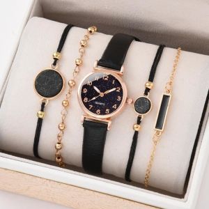 Coffret Cadeau Montre Fille Ado Montre à quartz pas cher avec bracelet pour enfant en apprentissage de l'heure - rose