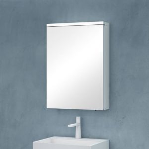 Sogood Meuble Murale Salle de Bains avec Miroir LED Placard de Rangement R&eacute;glable Blanc Mat en Bois 1 Porte 50x15x70 cm