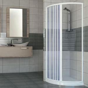 Cabine paroi de douche en PVC Scorpione 80x80 cm - Blanc - Porte pliante - Hauteur 185 cm